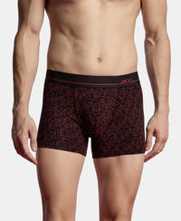 Super Combed Cotton Stretch Printed Trunk with Ultrasoft Waistband and StayFresh Treatment - Black & Red (Pack of 2)