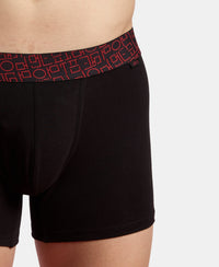 Super Combed Cotton Stretch Printed Trunk with Ultrasoft Waistband and StayFresh Treatment - Black & Red (Pack of 2)