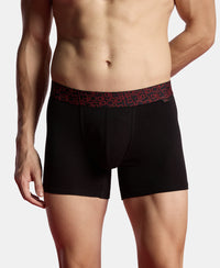 Super Combed Cotton Stretch Printed Trunk with Ultrasoft Waistband and StayFresh Treatment - Black & Red (Pack of 2)