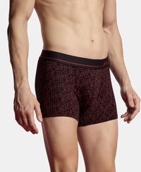 Super Combed Cotton Stretch Printed Trunk with Ultrasoft Waistband and StayFresh Treatment - Black & Red (Pack of 2)