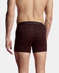 Super Combed Cotton Stretch Printed Trunk with Ultrasoft Waistband and StayFresh Treatment - Black & Red (Pack of 2)