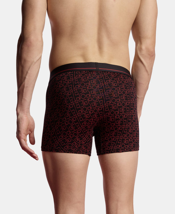 Super Combed Cotton Stretch Printed Trunk with Ultrasoft Waistband and StayFresh Treatment - Black & Red (Pack of 2)