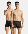 Super Combed Cotton Stretch Printed Trunk with Ultrasoft Waistband and StayFresh Treatment - Black & Yellow (Pack of 2)