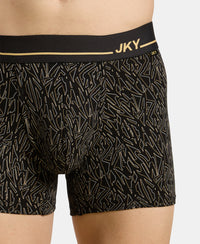 Super Combed Cotton Stretch Printed Trunk with Ultrasoft Waistband and StayFresh Treatment - Black & Yellow (Pack of 2)