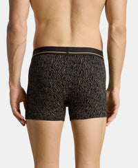 Super Combed Cotton Stretch Printed Trunk with Ultrasoft Waistband and StayFresh Treatment - Black & Yellow (Pack of 2)