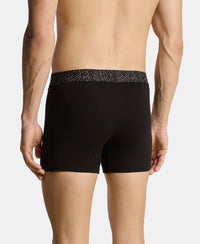 Super Combed Cotton Stretch Printed Trunk with Ultrasoft Waistband and StayFresh Treatment - Black & Yellow (Pack of 2)