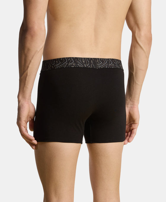 Super Combed Cotton Stretch Printed Trunk with Ultrasoft Waistband and StayFresh Treatment - Black & Yellow (Pack of 2)