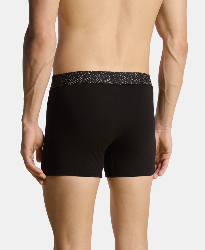 Super Combed Cotton Stretch Printed Trunk with Ultrasoft Waistband and StayFresh Treatment - Black & Yellow (Pack of 2)