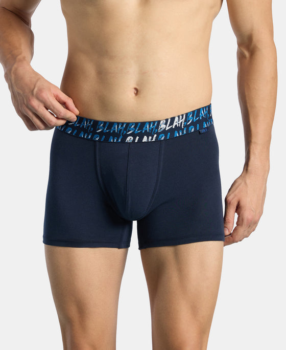 Super Combed Cotton Stretch Printed Trunk with Ultrasoft Waistband and StayFresh Treatment - Navy & Daphne (Pack of 2)