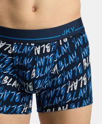 Super Combed Cotton Stretch Printed Trunk with Ultrasoft Waistband and StayFresh Treatment - Navy & Daphne (Pack of 2)