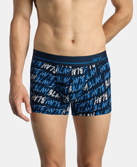 Super Combed Cotton Stretch Printed Trunk with Ultrasoft Waistband and StayFresh Treatment - Navy & Daphne (Pack of 2)