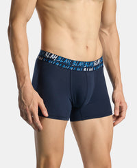 Super Combed Cotton Stretch Printed Trunk with Ultrasoft Waistband and StayFresh Treatment - Navy & Daphne (Pack of 2)