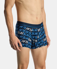 Super Combed Cotton Stretch Printed Trunk with Ultrasoft Waistband and StayFresh Treatment - Navy & Daphne (Pack of 2)
