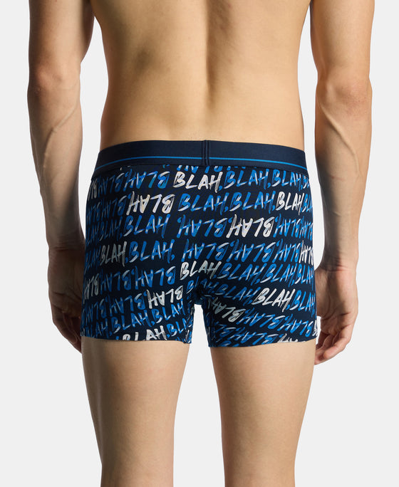 Super Combed Cotton Stretch Printed Trunk with Ultrasoft Waistband and StayFresh Treatment - Navy & Daphne (Pack of 2)