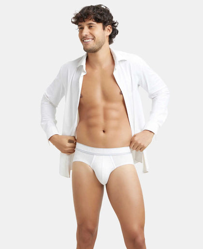 Tencel Micro Modal Elastane Stretch Solid Brief with StayFresh Properties - White-5