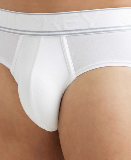 Tencel Micro Modal Elastane Stretch Solid Brief with StayFresh Properties - White-6