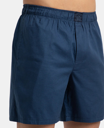 Tencel Lyocell Cotton Boxer Shorts with Side Pockets - Estate Blue