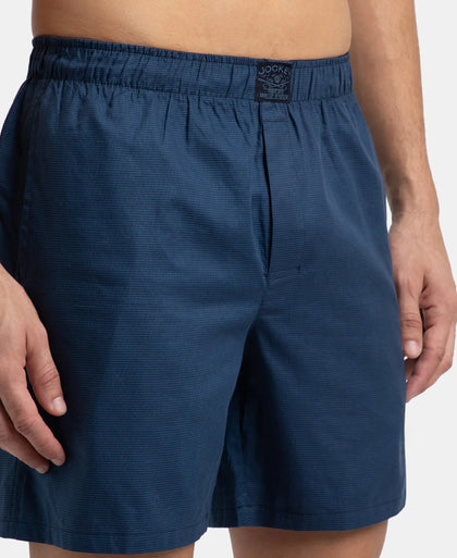 Tencel Lyocell Cotton Boxer Shorts with Side Pockets - Estate Blue