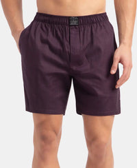 Tencel Lyocell Cotton Checkered Boxer Shorts with Side Pockets - Potent Purple