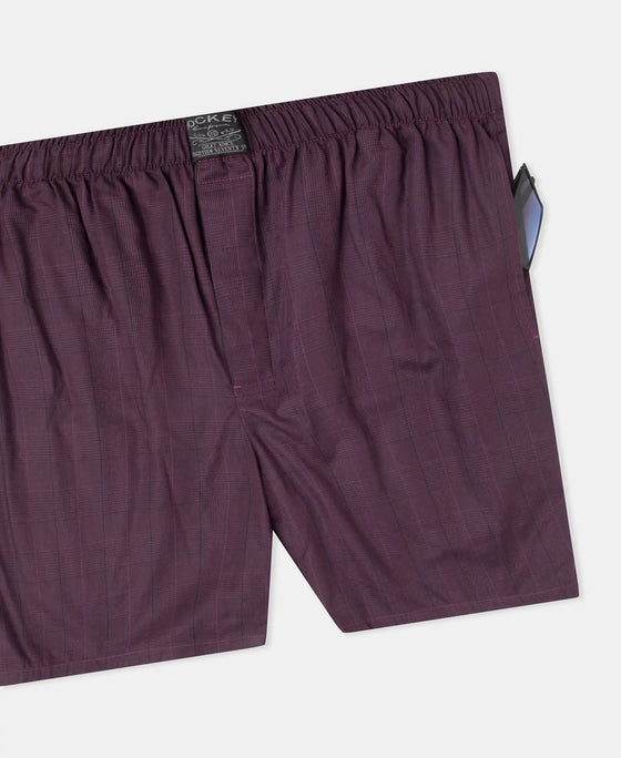 Tencel Lyocell Cotton Checkered Boxer Shorts with Side Pockets - Potent Purple