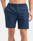 Tencel Lyocell Cotton Checkered Boxer Shorts with Side Pockets - Poseidon