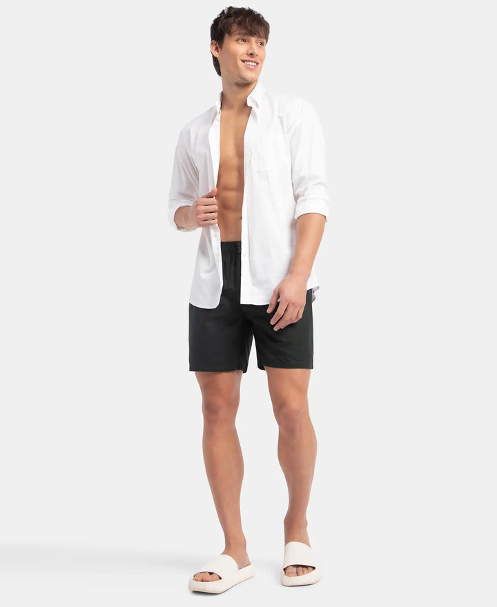 Tencel Lyocell Cotton Checkered Boxer Shorts with Side Pockets - Scarab