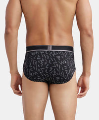 Tencel Micro Modal Elastane Stretch Printed Brief with Natural StayFresh Properties - Black-3