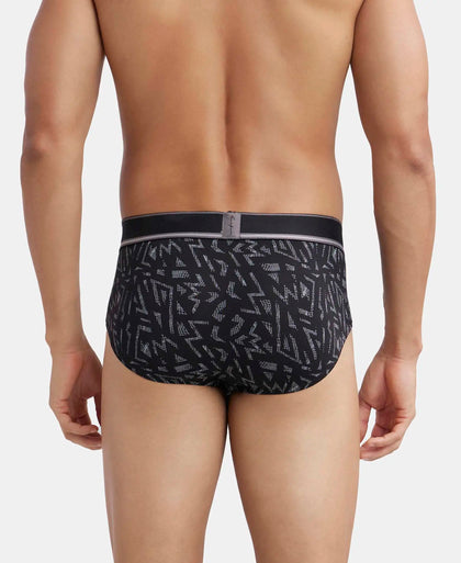 Tencel Micro Modal Elastane Stretch Printed Brief with Natural StayFresh Properties - Black-3
