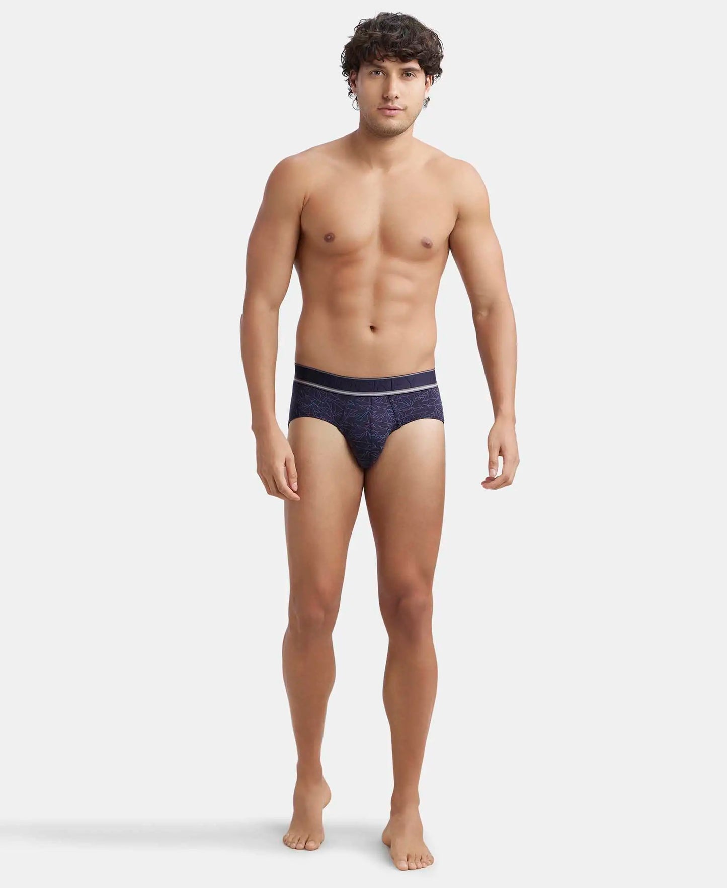 Tencel Micro Modal Elastane Stretch Printed Brief with Natural StayFresh Properties - True Navy-4
