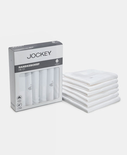 Super Combed Cotton Handkerchief with Stay Fresh Properties - White (Pack of 6)