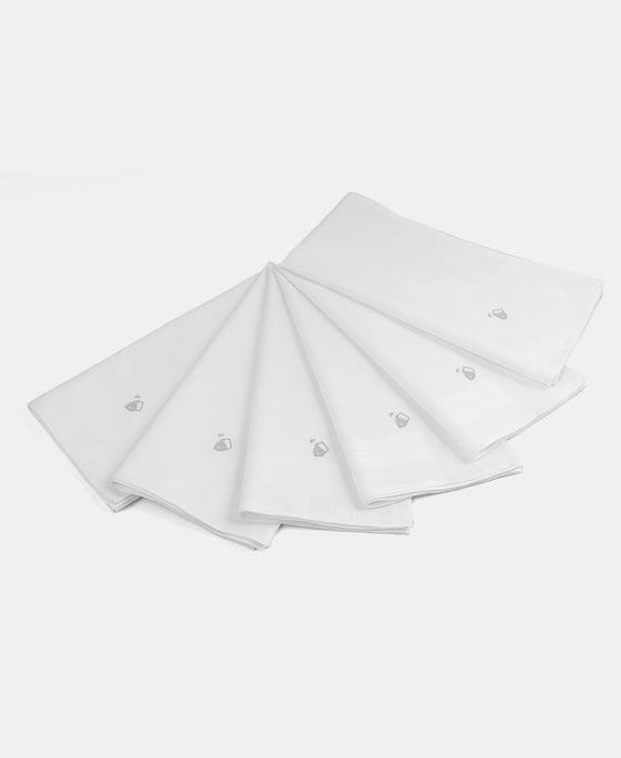 Super Combed Cotton Handkerchief with Stay Fresh Properties - White (Pack of 6)