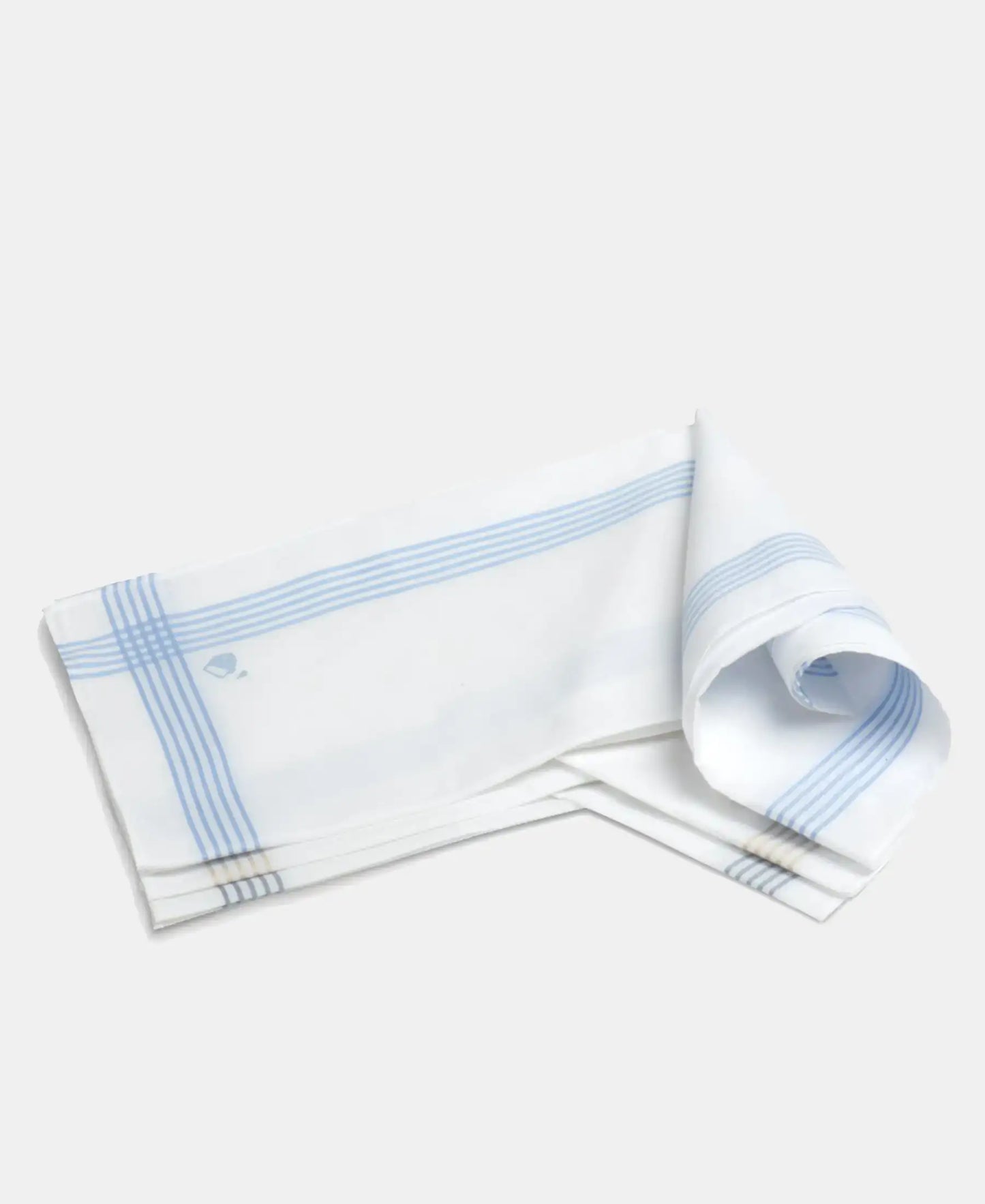 Super Combed Cotton Striped Border Handkerchief with Stay Fresh Properties - White (Pack of 3)