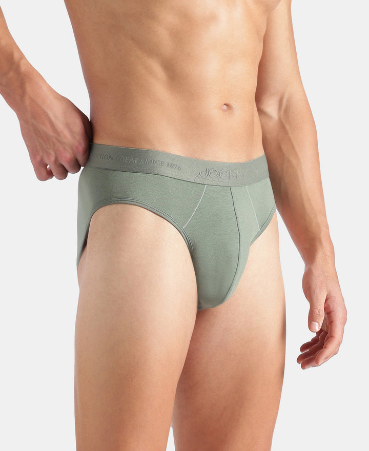 Tencel Micro Modal Cotton Elastane Stretch Solid Brief with Natural StayFresh Properties - Laurel Wreath