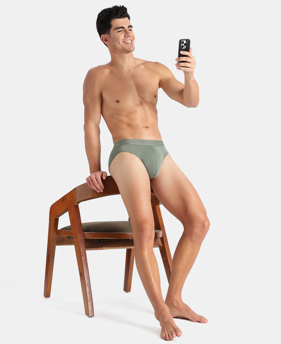 Tencel Micro Modal Cotton Elastane Stretch Solid Brief with Natural StayFresh Properties - Laurel Wreath
