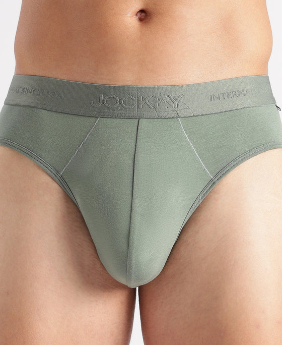 Tencel Micro Modal Cotton Elastane Stretch Solid Brief with Natural StayFresh Properties - Laurel Wreath