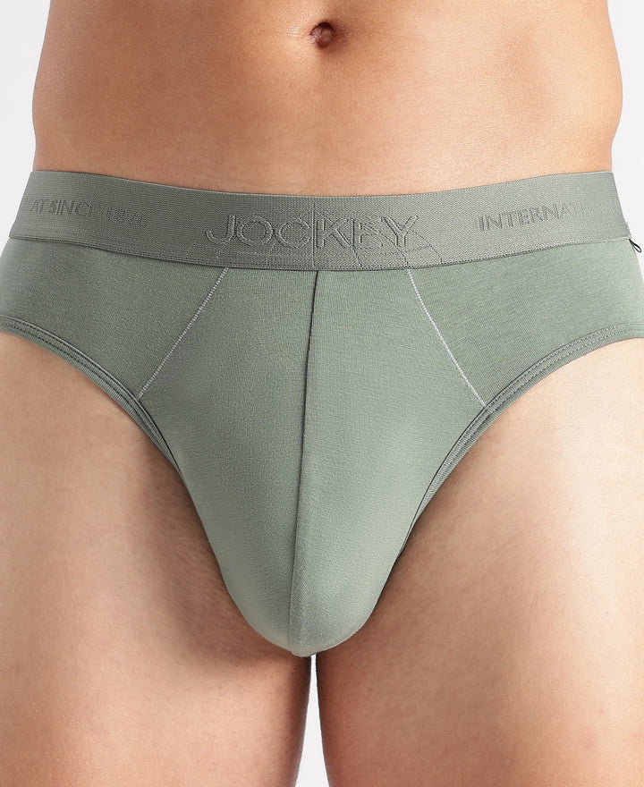 Tencel Micro Modal Cotton Elastane Stretch Solid Brief with Natural StayFresh Properties - Laurel Wreath