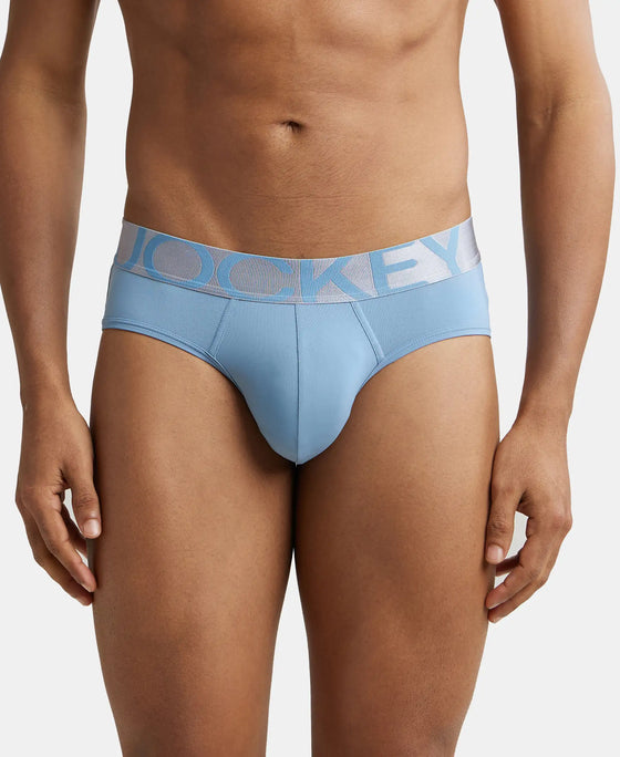 Pack of 2 Tactel Microfiber Elastane Stretch Solid Brief with Moisture Move Properties - Blue Shadow & Sterling Blue