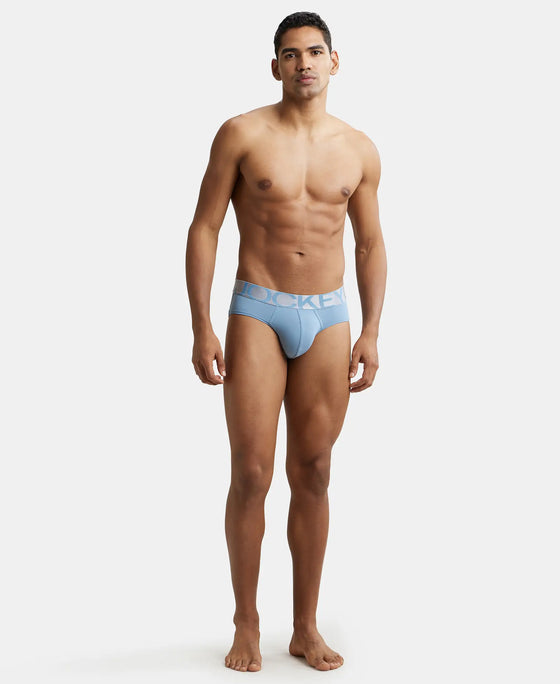 Pack of 2 Tactel Microfiber Elastane Stretch Solid Brief with Moisture Move Properties - Blue Shadow & Sterling Blue