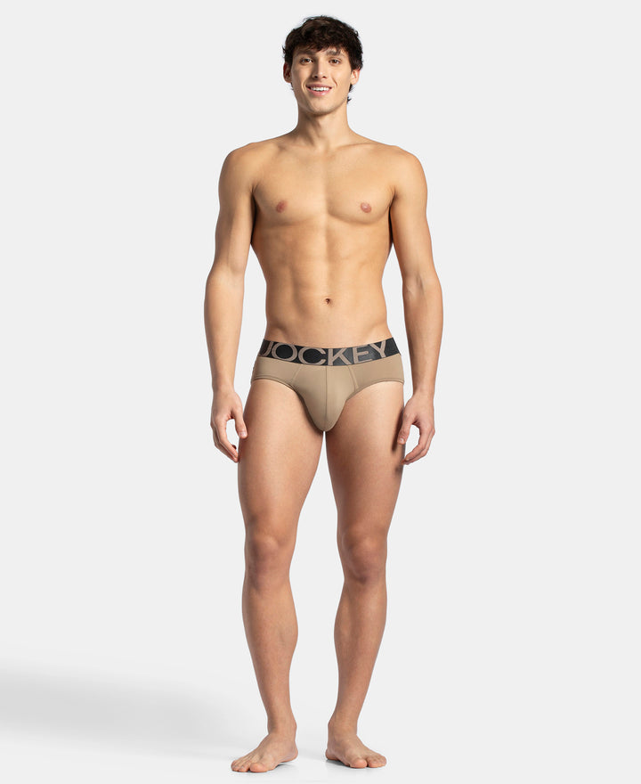 Tactel Microfiber Elastane Stretch Solid Brief with Moisture Move Properties - Desert Taupe