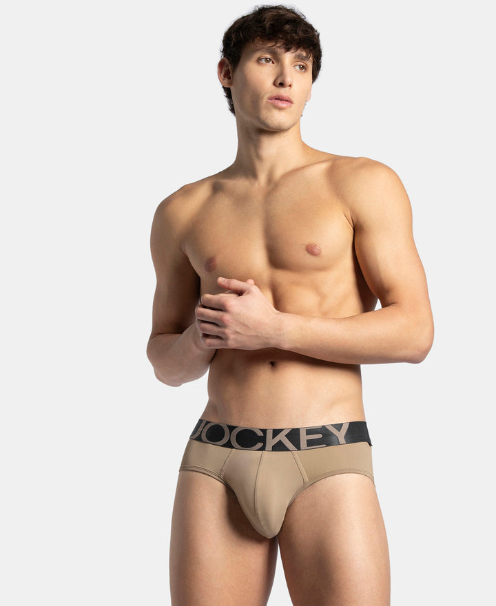 Tactel Microfiber Elastane Stretch Solid Brief with Moisture Move Properties - Desert Taupe