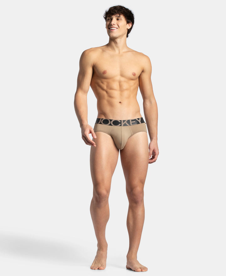 Tactel Microfiber Elastane Stretch Solid Brief with Moisture Move Properties - Desert Taupe