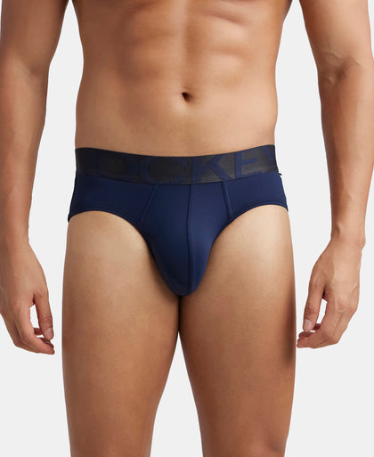 Tactel Microfiber Elastane Stretch Solid Brief with Moisture Move Properties - Ebony & Navy (Pack of 2)