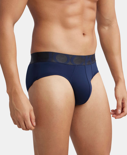 Tactel Microfiber Elastane Stretch Solid Brief with Moisture Move Properties - Ebony & Navy (Pack of 2)