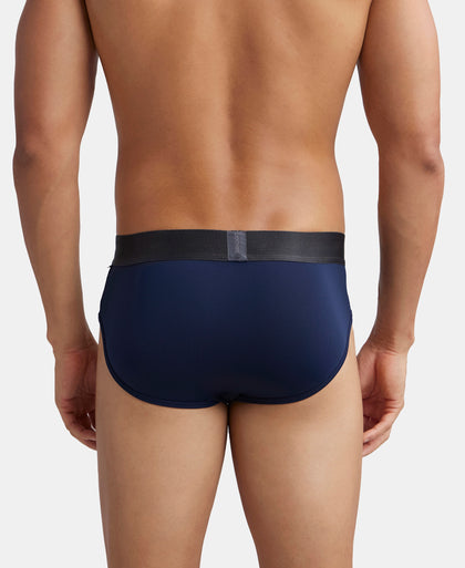 Tactel Microfiber Elastane Stretch Solid Brief with Moisture Move Properties - Ebony & Navy (Pack of 2)