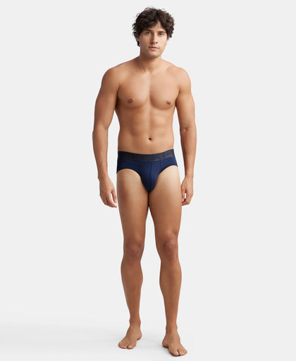 Tactel Microfiber Elastane Stretch Solid Brief with Moisture Move Properties - Ebony & Navy (Pack of 2)