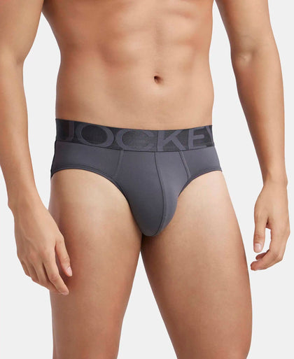 Tactel Microfiber Elastane Stretch Solid Brief with Moisture Move Properties - Ebony-2