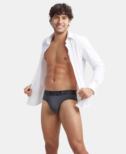 Tactel Microfiber Elastane Stretch Solid Brief with Moisture Move Properties - Ebony-5