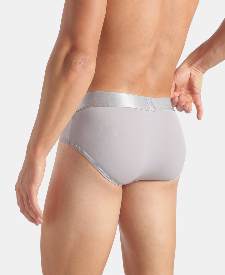 Tactel Microfiber Elastane Stretch Solid Brief with Moisture Move Properties - Lilac Grey