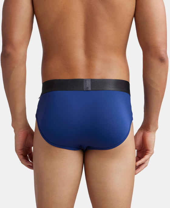 Pack of 2 Tactel Microfiber Elastane Stretch Solid Brief with Moisture Move Properties - Black & Royal Blue