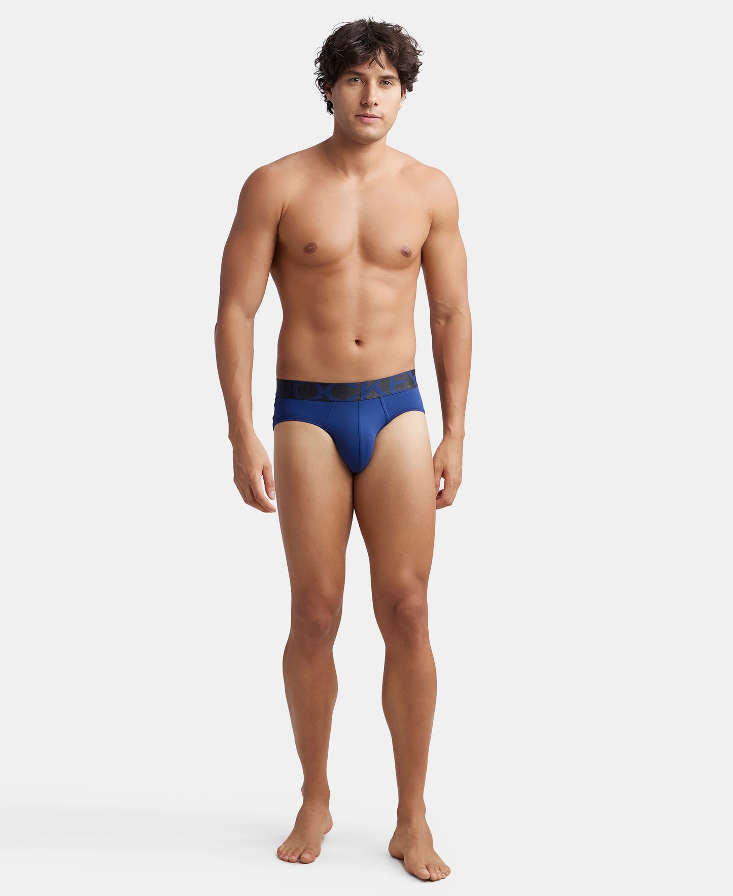 Pack of 2 Tactel Microfiber Elastane Stretch Solid Brief with Moisture Move Properties - Black & Royal Blue